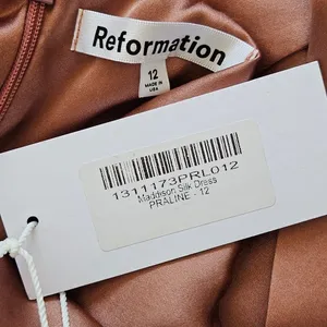 Reformation Maddison Silk Dress Praline Pink Brown Halter Midi Womens 12 NEW thumbnail 9