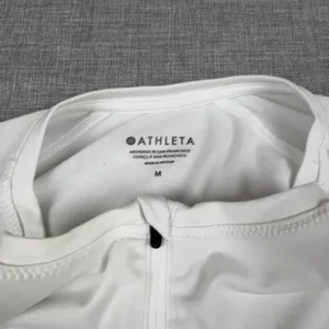 Athleta Pullover Womens‎ Medium White Long Sleeve 1/4 Zip Moisture Wicking thumbnail 2