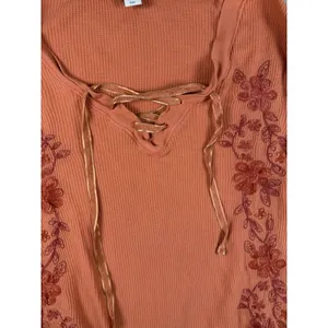 Sundance Catalog Orange Embroidered Sweatshirt Size M Boho Western Beachy thumbnail 3