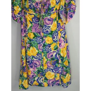 Zara Green‎ Purple Yellow Floral Mini Corset Dress Womens Large Coquette Girl thumbnail 5
