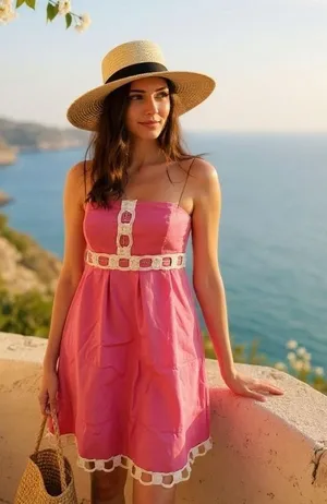 Lilly Pulitzer Pink & White Strapless Dress (2) thumbnail 1