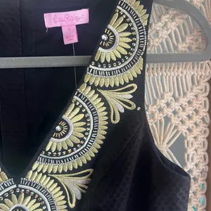 Elegant Lilly Pulitzer Black Dress with Gold Embroidery thumbnail 4