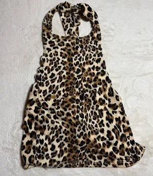 White Fox Boutique Leopard Print halter tide back top SZ:S thumbnail 1