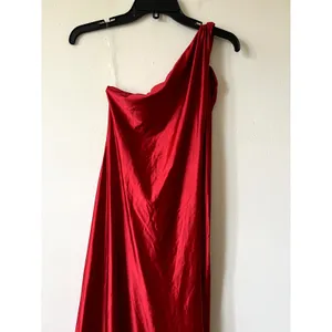 Oh Polly Adelina Asymmetric Tie Back Maxi Gown Dress in Cherry Red Size M New thumbnail 6