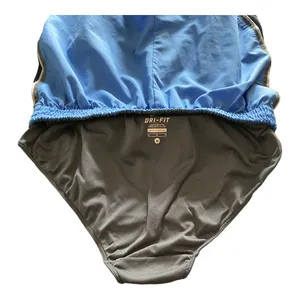 Blue and gray dri fit shorts, elastic waist, inside pocket, excellent condition, size medium Measurements: Waist: side to side 14-17 inches thumbnail 7
