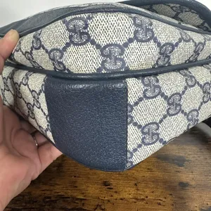 Gucci GG Monogram Vintage Crossbody Bag Medium Beige Blue Canvas Italy thumbnail 9