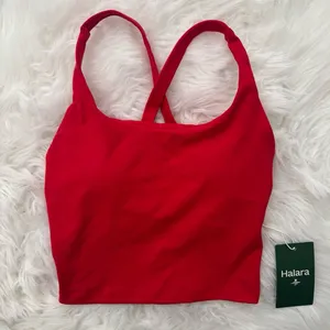 Halara Crisscross Backless Built In Bra Tank Top Red Size XXS thumbnail 2