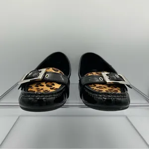 Franco Sarto Shiloh Women’s Size 8 Black Patent Leather Leopard Loafers New thumbnail 5