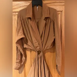 Young Fabulous & Broke YFB Derby Cutout Midi Brown Shirtdress‎ Dress Size Small thumbnail 4