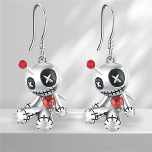 1pair Creative Funny Silver‎ Plated Voodoo Doll Pendant Earrings, Trendy Punk thumbnail 3