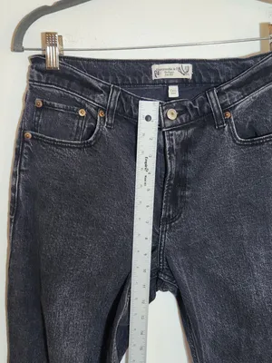Abercrombie & Fitch Black The Baggy Low Rise Jeans Cut-off Hem Size 27/Size 4 thumbnail 8
