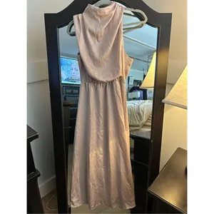 NEW Satin Dress Sleeveless Mock Neck Wedding Guest S thumbnail 6
