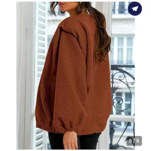 NEW Sherpa Fleece Jacket Faux Wool Embedded Lantern Sleeve Pockets M thumbnail 2