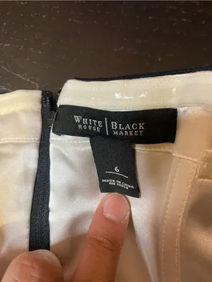 White House | Black Market Black and Cream Patterned Strapless Top thumbnail 2