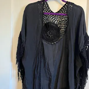 SheIn Black kimono beach coverup thumbnail 2