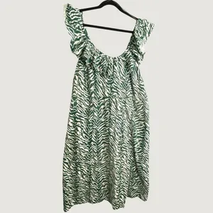NWT Ava Viv Green Zebra Print Midi Dress Smocked Bodice‎ Ruffle 1X thumbnail 2