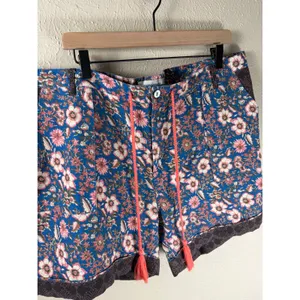 Sundance Kalani Shorts Size XL Linen Blue Floral Boho Retro Summer Preppy Shorts thumbnail 6