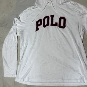 Polo Ralph Lauren Women's White Pullover Hoodie Big POLO Patch SZ L Lightweight thumbnail 4