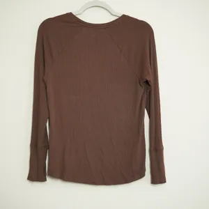 OFFLINE‎ by Aerie Brown Ribbed Long Sleeve Thumbhole Top Small Raglan Crew Neck thumbnail 7