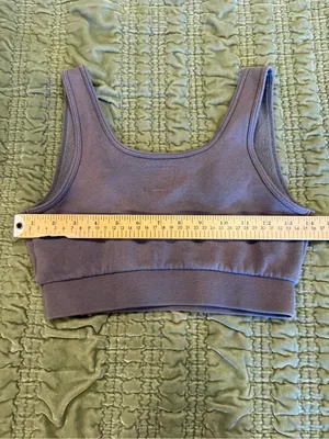 LOUNGE Apparel Fleece Lined Organic Cotton Sports Bra Bralette XS Taupe soft thumbnail 4