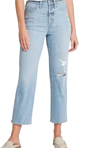 Universal Threads Vintage Straight Button fly Distressed Cropped Jeans thumbnail 3