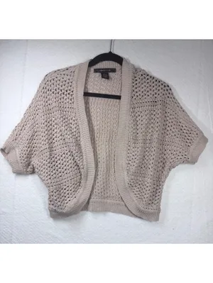 Cardigan S Beige 89th & Madison Open Knit Short Sleeve Shrug Bolero thumbnail 8