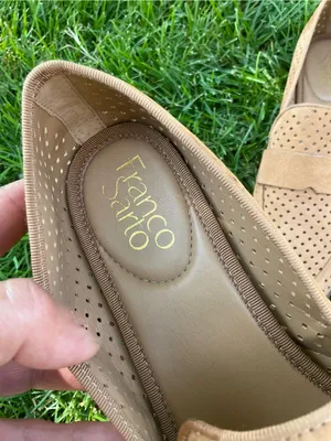 Franco Sarto Light Tan Perforated Suede Slip-On Loafers 🌸🌸 thumbnail 13