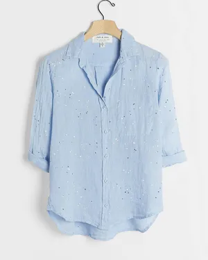 Cloth & Stone by Woman’s Paint-Splattered Linen Buttondown, Sz XS thumbnail 2