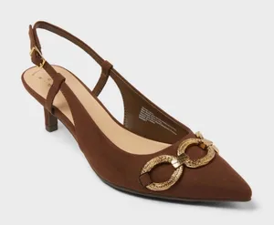 A New Day Tabitha Oversized Chain Sling Back Heels with Memory Foam Insole thumbnail 1