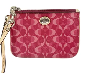 Coach‎ Signature Wallet Wristlet Clutch 6x4 Zip Pouch Small Bag Coated Canvas thumbnail 1