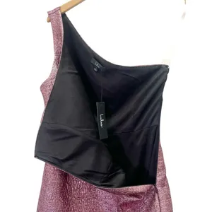 NWT Lulus Pink Metallic Jacquard One Shoulder Mini Dress Sz Small Bodycon Party thumbnail 7