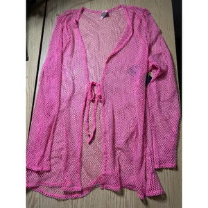 C1 New Women’s Fishnets Swimsuit Cover up Long Shirt Pink Size Small/Medium thumbnail 3