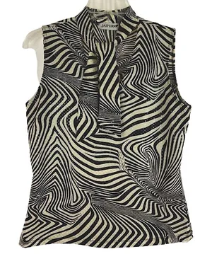 Vintage Y2K Jaipur Zebra Print Top Sparkle Sleeveless Mobwife Animal Print Large thumbnail 1