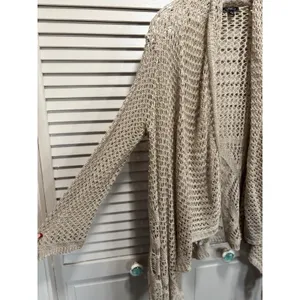 Deb Beige Open‎ Knit Shawl Neck Open Cardigan Long Sleeve Size Large Boho thumbnail 3