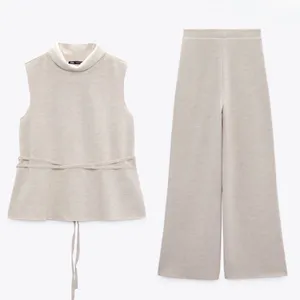 NWOT Zara wide-leg soft trousers in ecru. Size Large thumbnail 2
