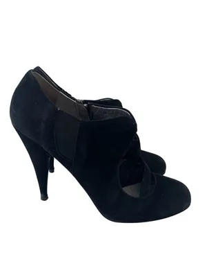 MIU MIU Black Suede Booties Heels Size 39.5/9.5 thumbnail 4