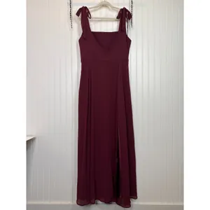 NWT Lulus Love Me Forever Burgundy Tie-Strap Square Neck Maxi Dress Size XL thumbnail 2
