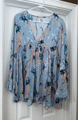 Free People Dress Mini Floral Small Long Sleeve thumbnail 1