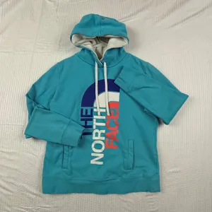 The North Face Womens Turquoise Blue Logo Pullover Hoodie Sweatshirt Size L thumbnail 2