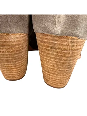 Jeffrey Campbell Rosalee Suede Ankle Boots Taupe Block Heel Size 11 Western Boho thumbnail 5