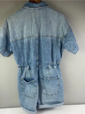 WE THE FREE BY FREE PEOPLE Marci Cotton Denim Romper Women's Size Medium thumbnail 6
