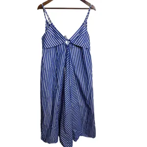 Rebecca Taylor Marseille Stripe Dress 10 Blue White Tie Front Cotton Midi thumbnail 2