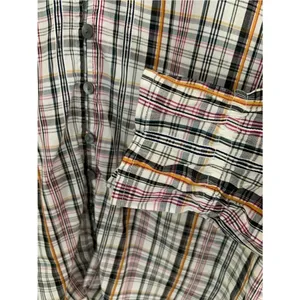 LOFT Multicolor Plaid Ruffle Collar V-Neck Button-Up Long Sleeve Top Preppy M thumbnail 4