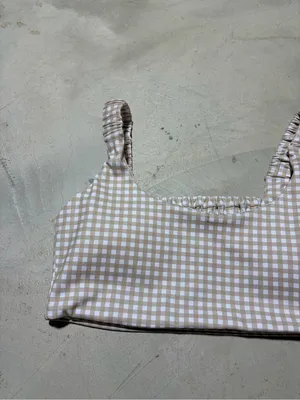 Kimberly C NWT Beige Gingham Sports bra large thumbnail 2