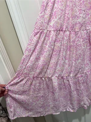 mittoshop Pink Floral Smocked Tiered midi-Maxi Dress with Ruffle Sleeves thumbnail 5