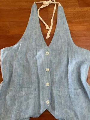 Black Fuchsia Blue Denim Style Vest Top thumbnail 6