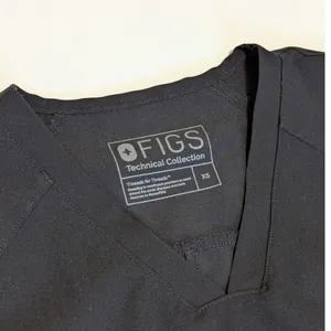 Figs Casma Scrub Uniform Top Short Sleeve Black XS V-Neck with Pocket thumbnail 4