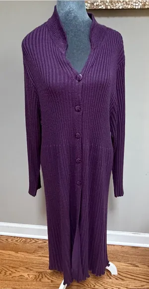 Vintage April Too! Cornell purple long sweater coat duster jacket wool purple thumbnail 1