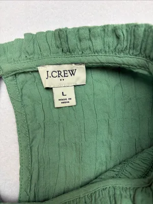J. Crew size large Green Ruffle Sleeve Casual Dress knee length olive guest thumbnail 2