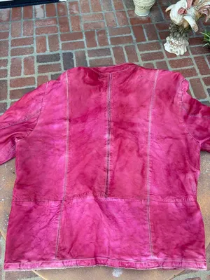 Vtg Missani Le Collezioni Red Lambskin Leather bomber jacket Sz M men’s Zip Burnished GUC thumbnail 6